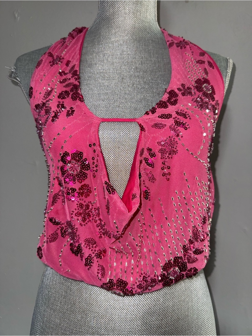 Studio 12 Hot Pink Halter Top with Sequin Detail